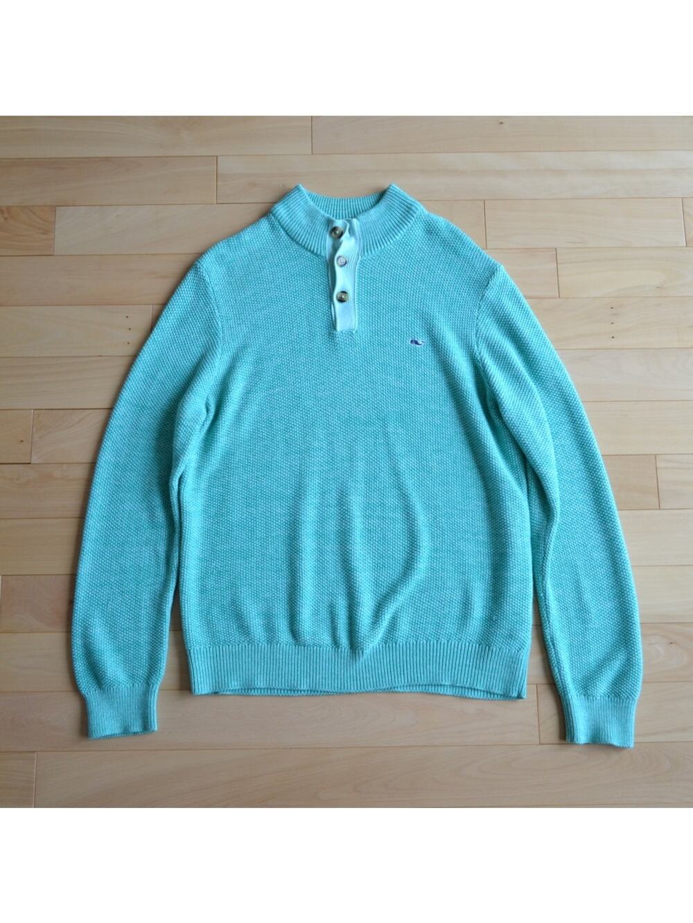 Vineyard Vines Quarter Button Sweater Teal Size Large